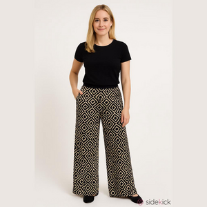 INC International Concepts Geometric Wide Leg Stretch Pants Medium